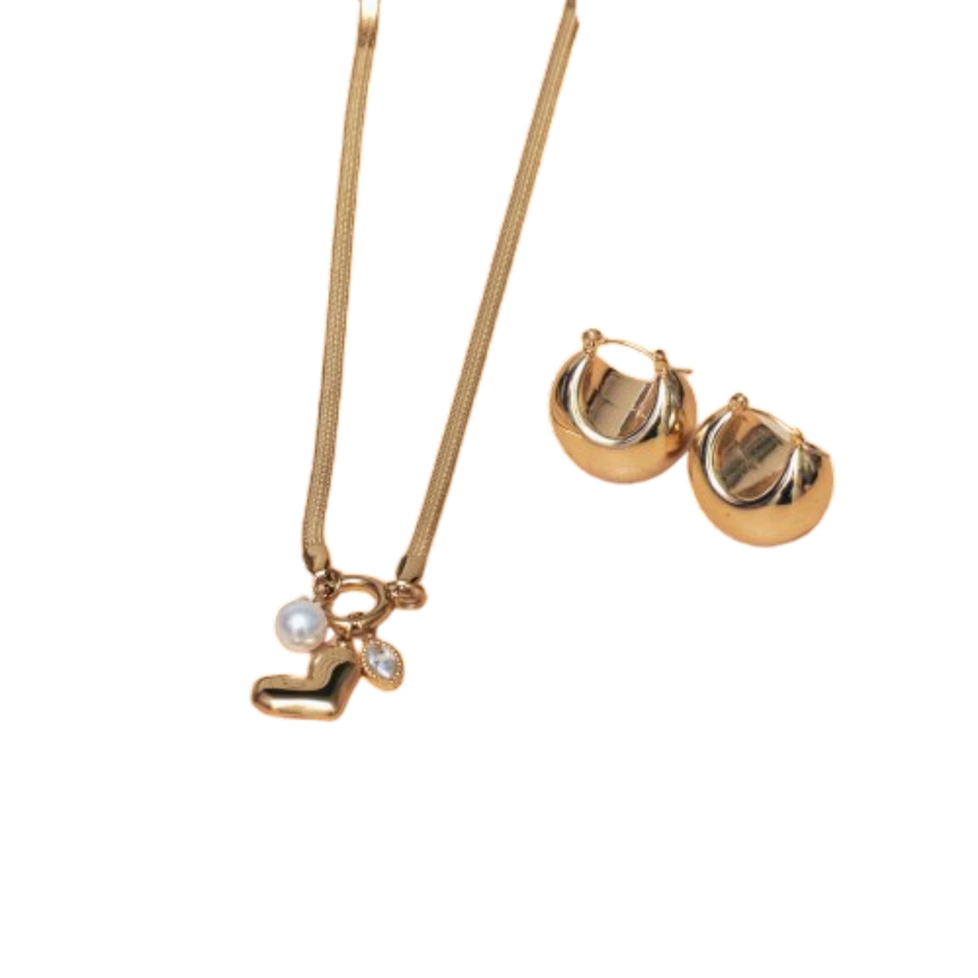 Lustrous Link Necklace and Earrings Set