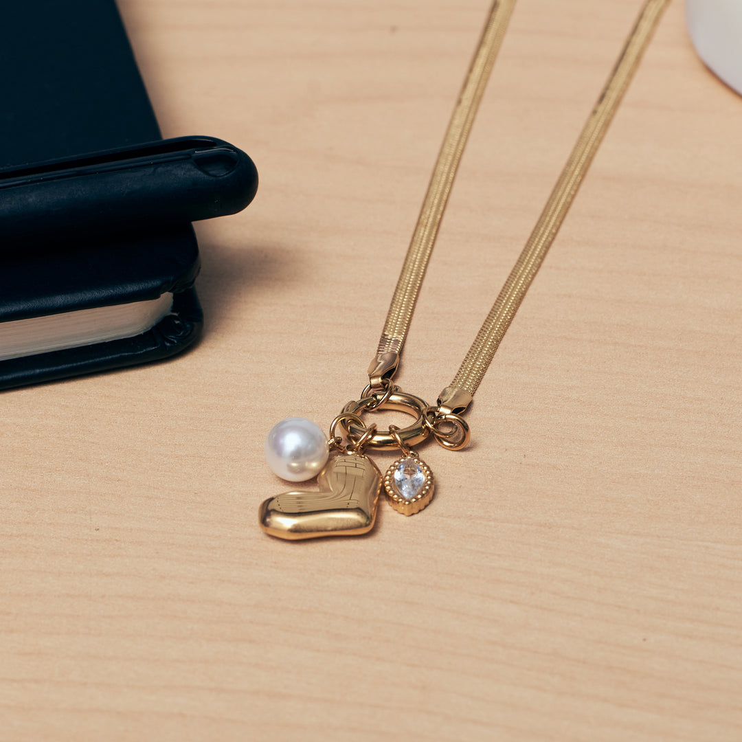 Lustrous Link Necklace and Earrings Set