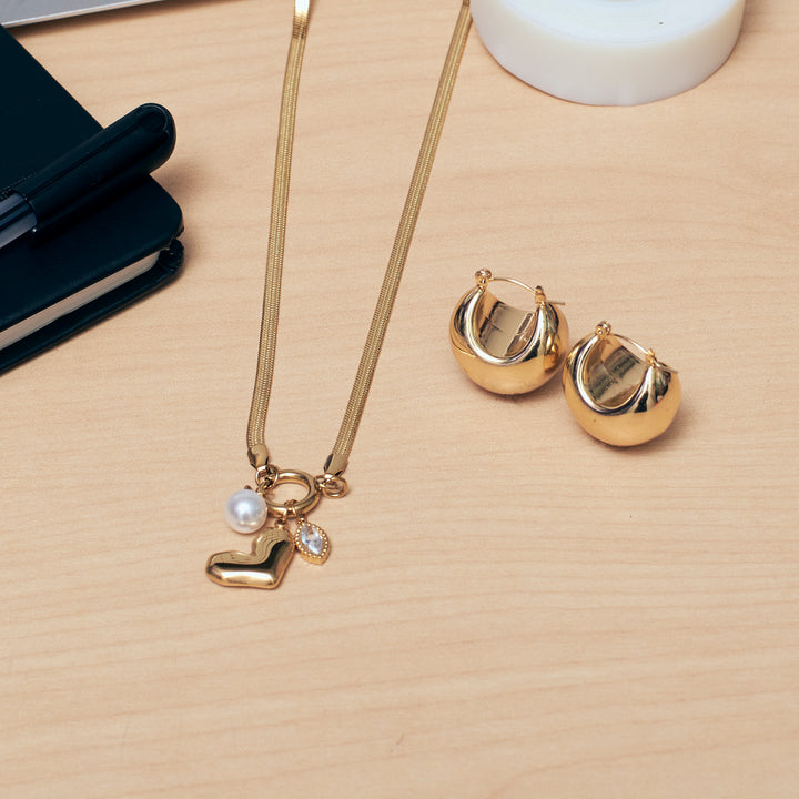 Lustrous Link Necklace and Earrings Set