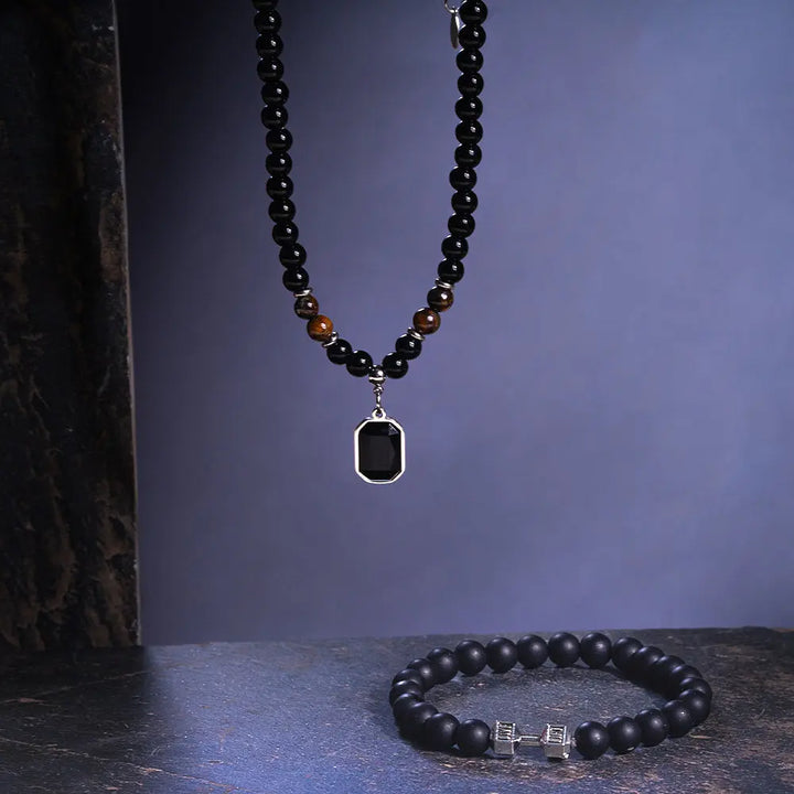 Obsidian Edge Mens Nacklace & Bracelet Combo | Salty
