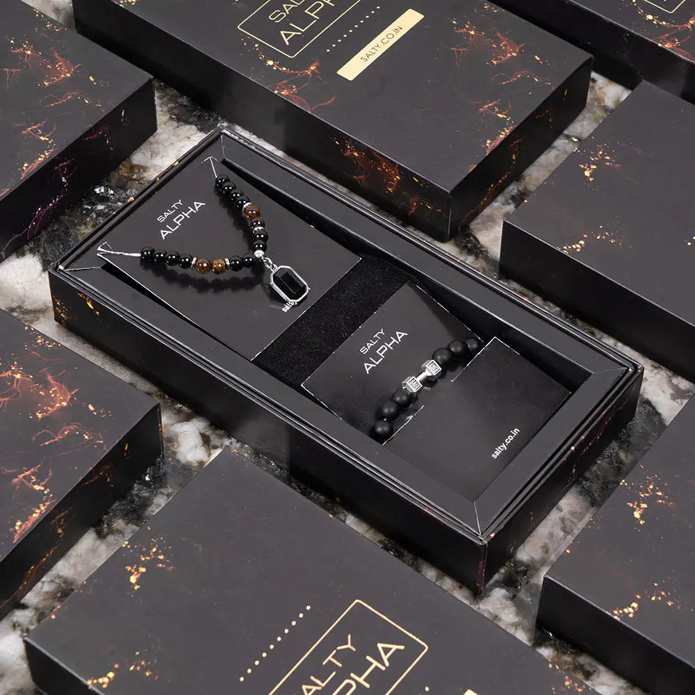 Obsidian Edge Mens Nacklace & Bracelet Combo | Salty