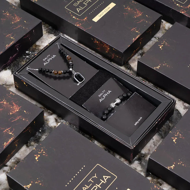 Obsidian Edge Mens Nacklace & Bracelet Combo | Salty