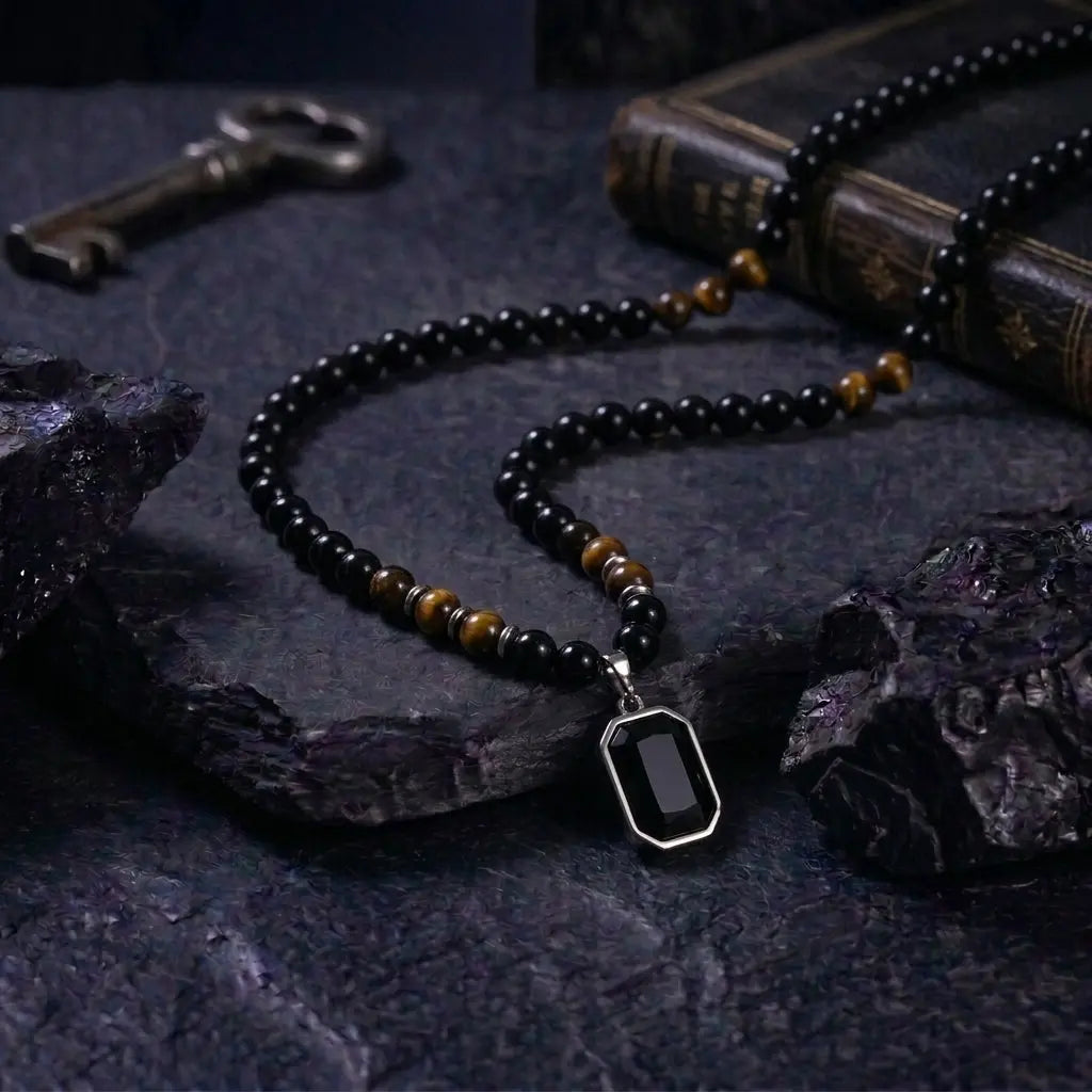 Obsidian Edge Mens Nacklace & Bracelet Combo | Salty