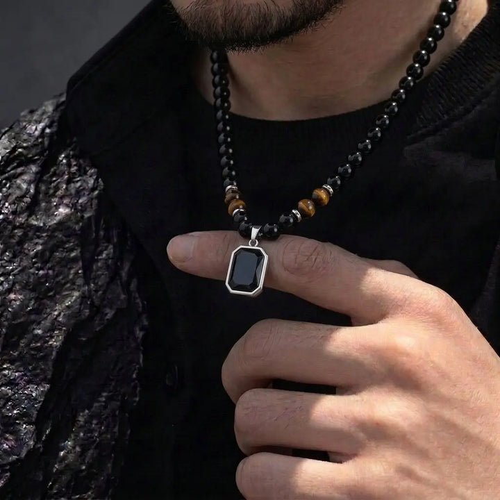 Obsidian Edge Mens Nacklace & Bracelet Combo | Salty