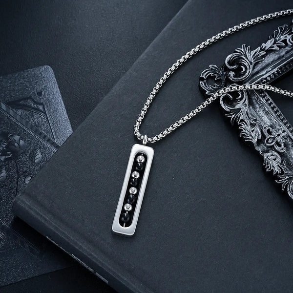 Obsidian Pulse Pendant Necklace - Black