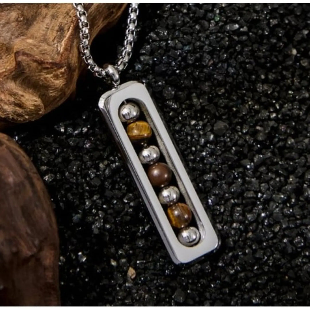 Obsidian Pulse Pendant Necklace - Brown | Salty