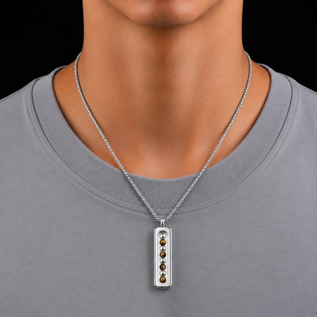 Obsidian Pulse Pendant Necklace - Brown | Salty