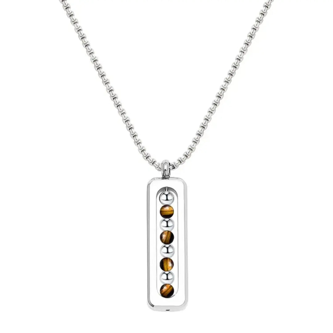 Obsidian Pulse Pendant Necklace - Brown | Salty
