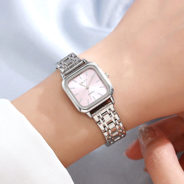 Silver Blush Watch Bracelet Stack