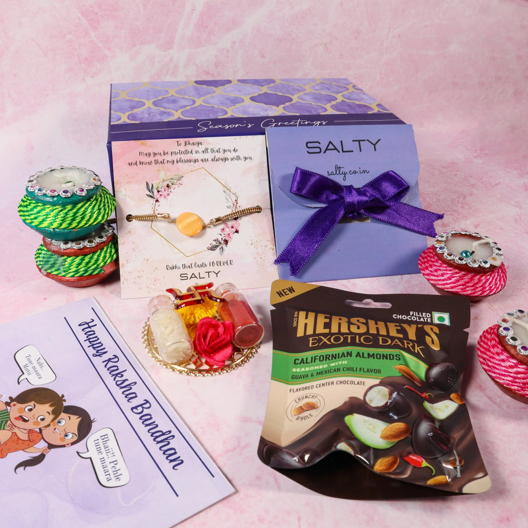 Orange Traditional Rakhi Gift Box | Salty