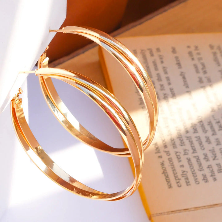 Overlap Classy Gold Hoops - Salty Accessories