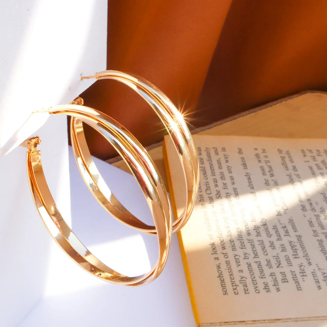 Overlap Classy Gold Hoops - Salty Accessories