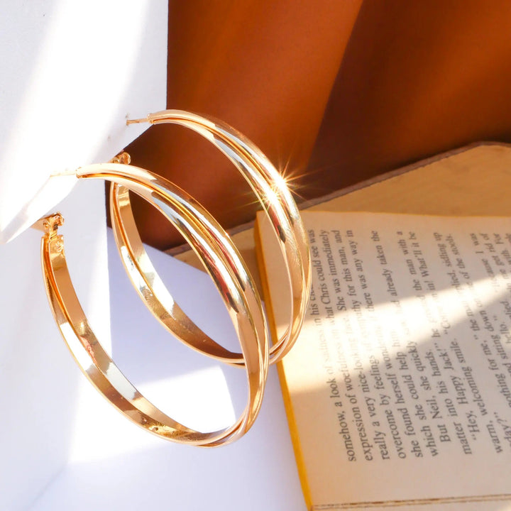 Overlap Classy Gold Hoops - Salty Accessories
