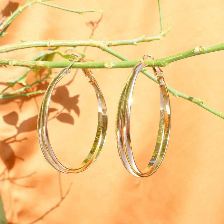 Overlap Classy Gold Hoops - Salty Accessories