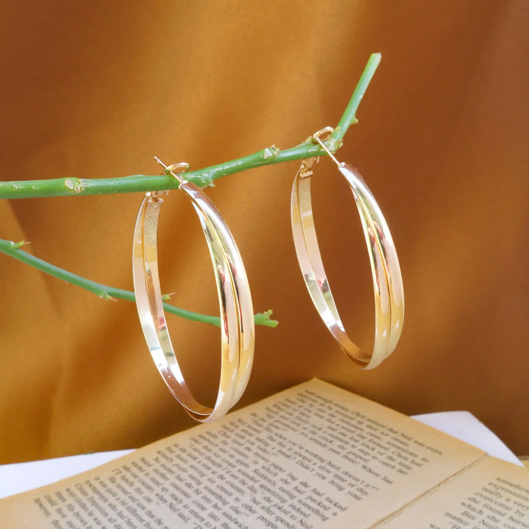 Overlap Classy Gold Hoops - Salty Accessories