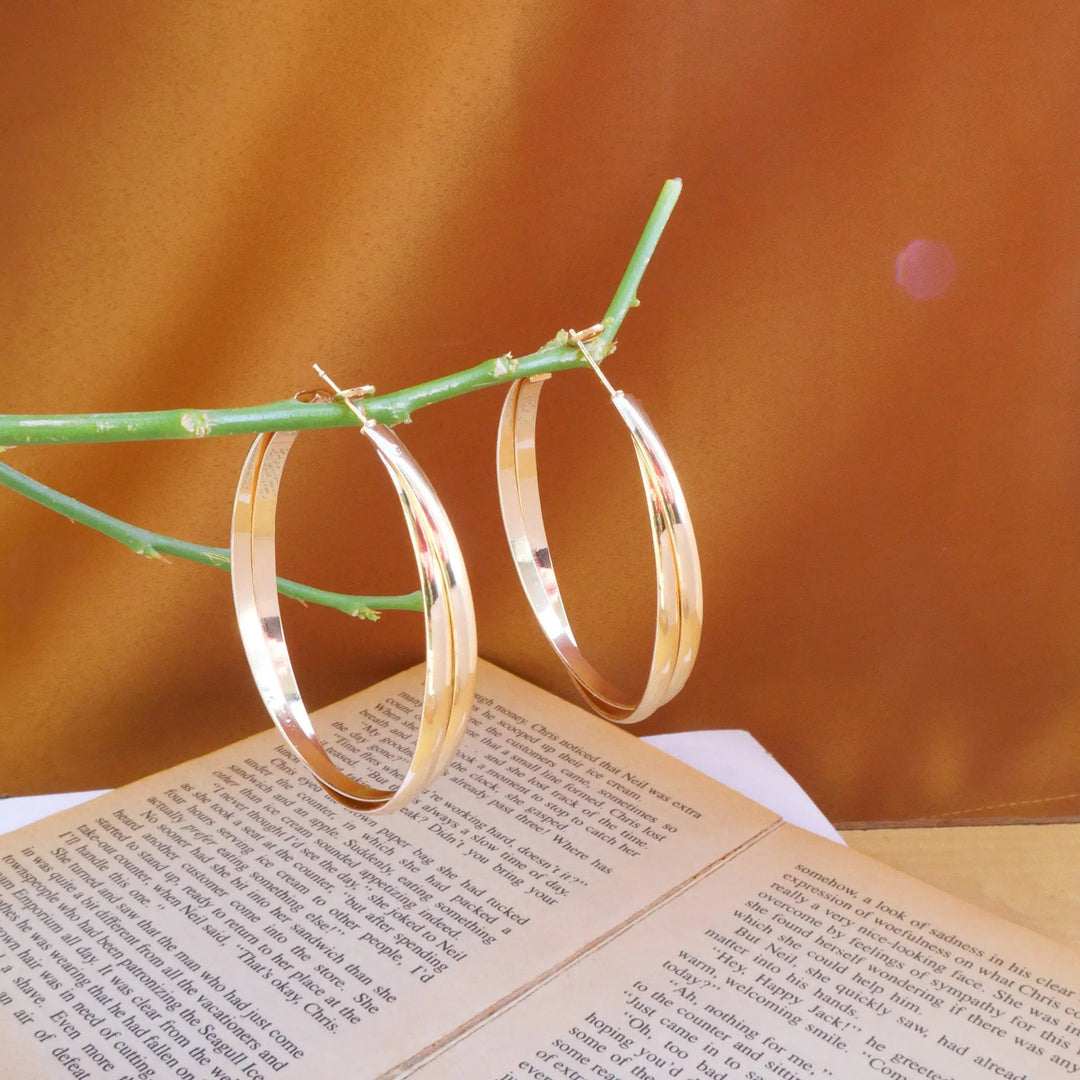 Overlap Classy Gold Hoops - Salty Accessories