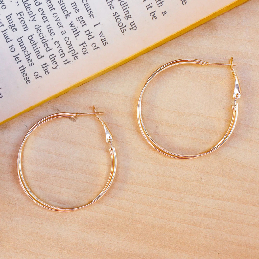 Overlap Classy Gold Hoops - Salty Accessories