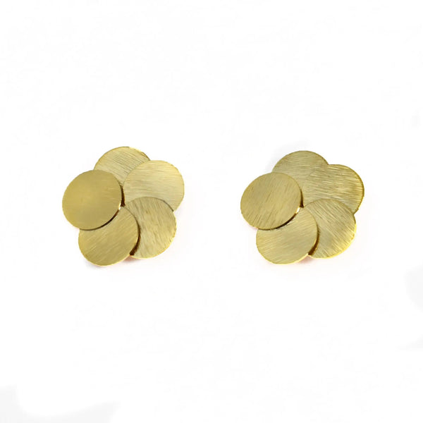 Overlap Metal Round Flower Stud Earrings