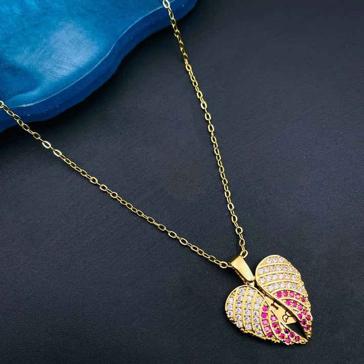 Rosy Heart Diamond Gleam Necklace - Salty Accessories
