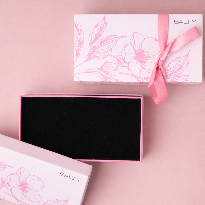 Floral Ribbon Bow Long Box - Pink