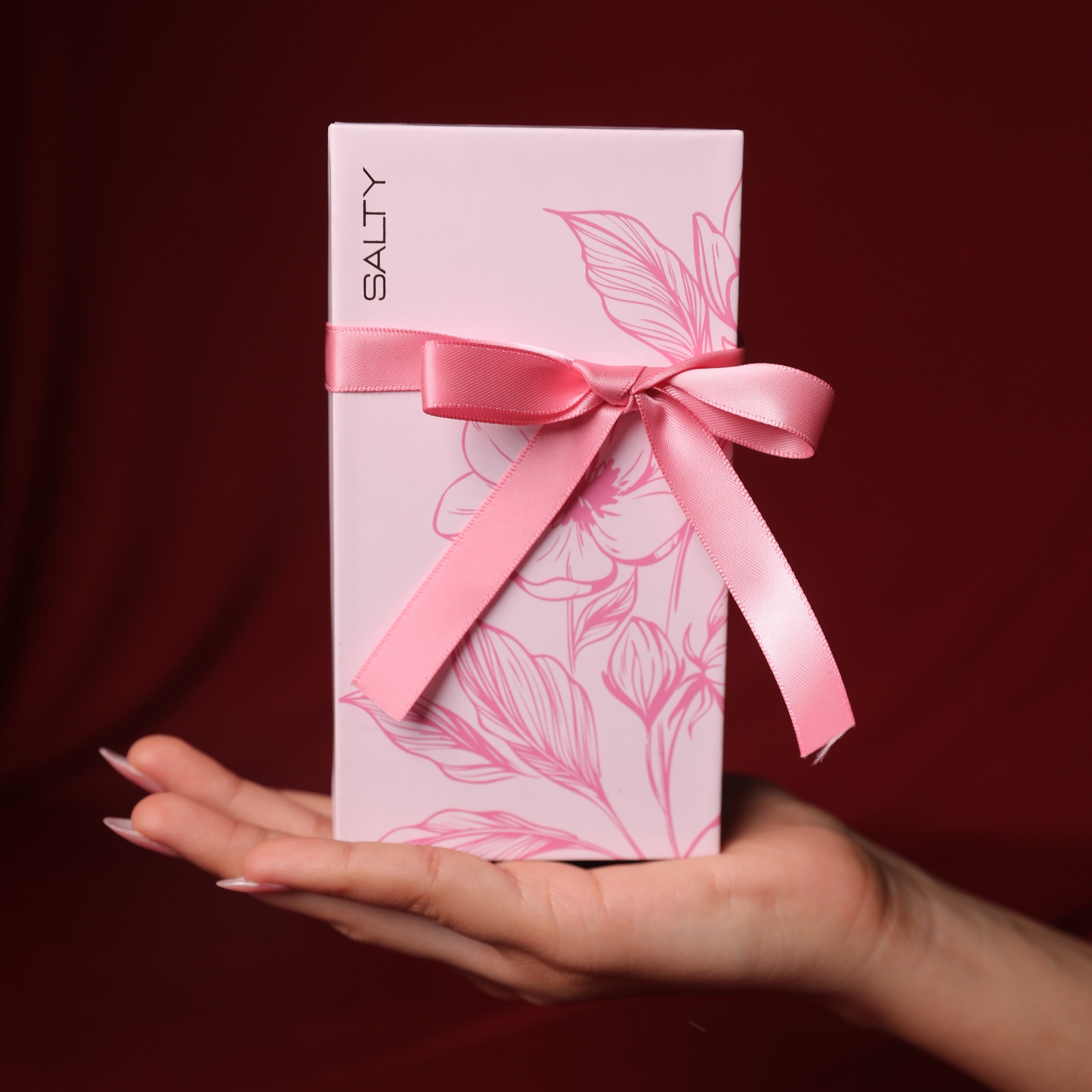 Floral Ribbon Bow Long Box - Pink