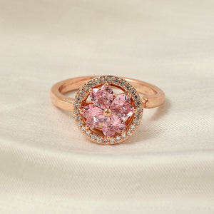 Esme Crystal Pink Floral Spinner Ring - Salty Accessories