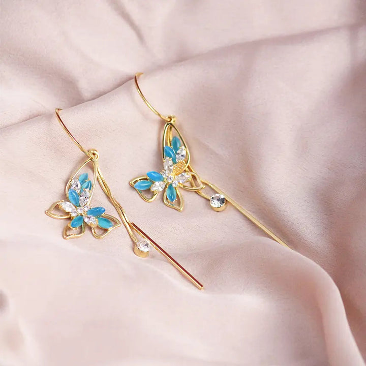 Papillon Gold Blue Earrings - Salty Accessories