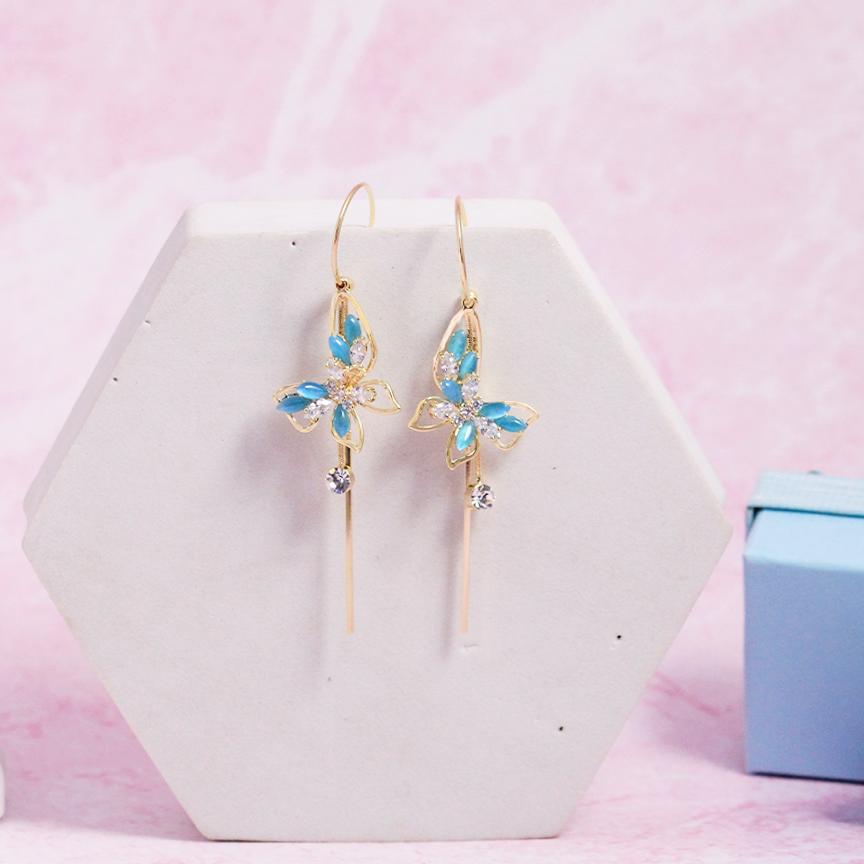 Papillon Gold Blue Earrings