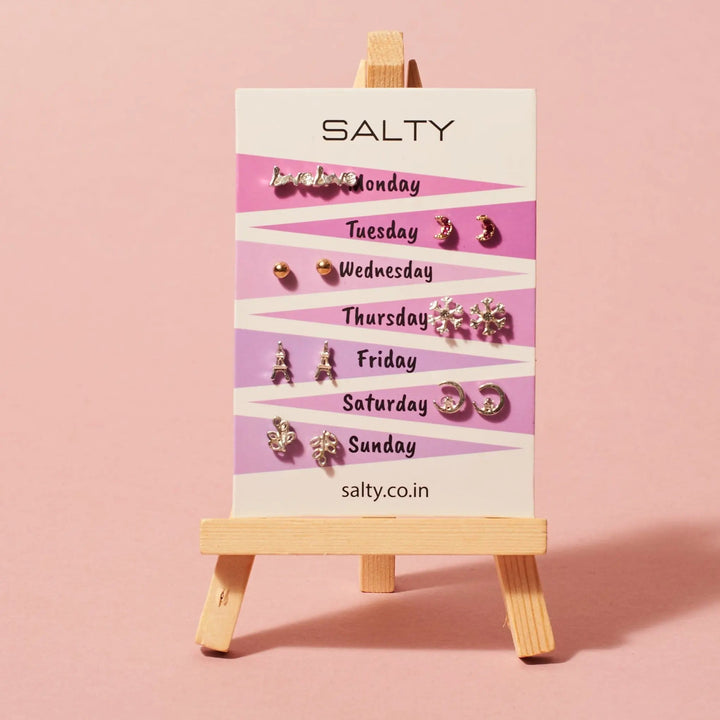 "Paris" Weekly 7 Stud Earrings Set | Salty