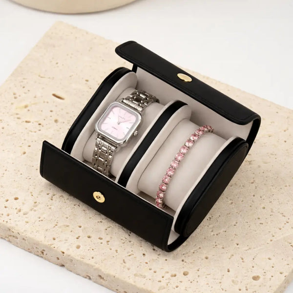 Peach Dial Watch Bracelet Stack