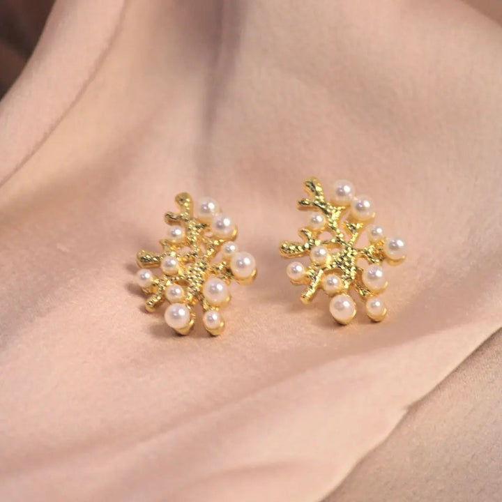 Pearl It Up Golden Studs - Salty Accessories
