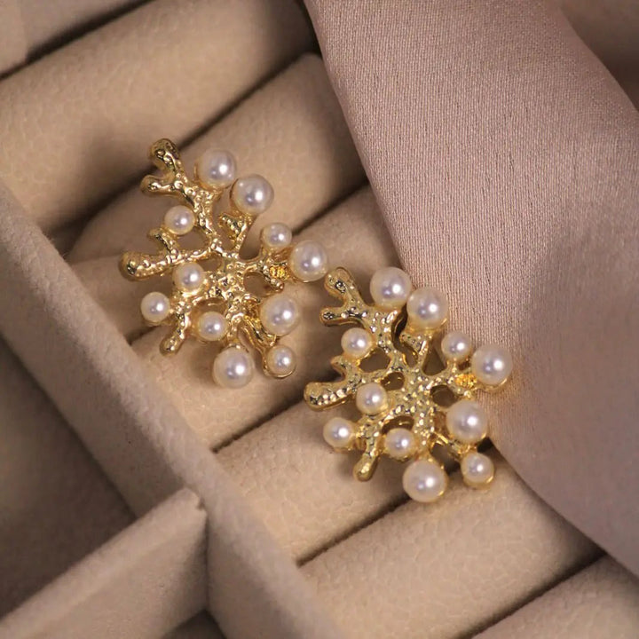 Pearl It Up Golden Studs - Salty Accessories