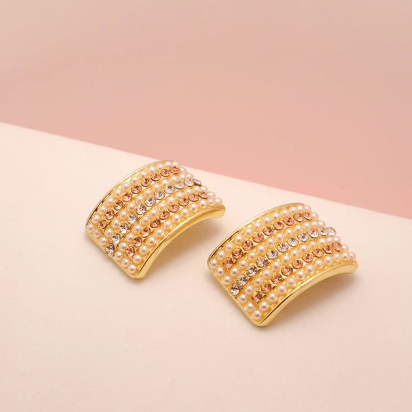 Pearl Studs Curved Nightout Earrings