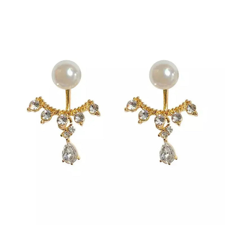 Pearl Stud Zircon Claw Hugging Earrings
