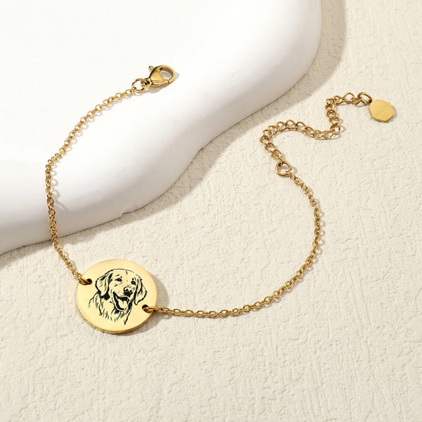 Minimal Round  Personalised Golden Bracelet