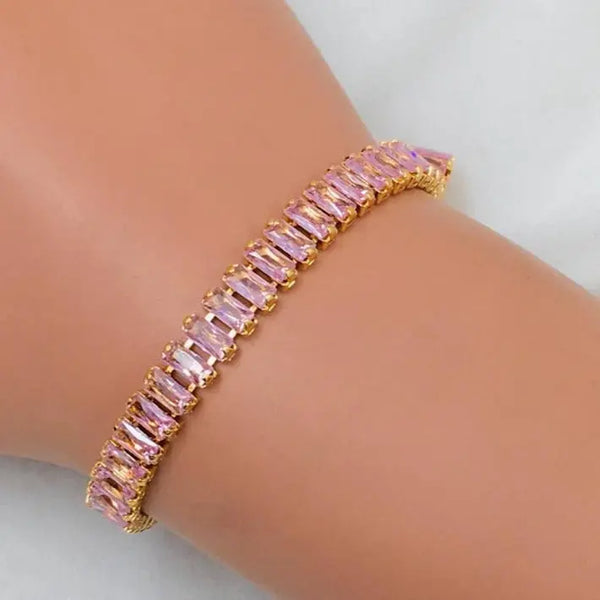 Pink Hue Diamond Tennis Bracelet