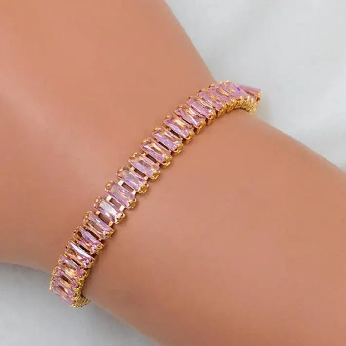 Pink Hue Diamond Tennis Bracelet - Salty Accessories