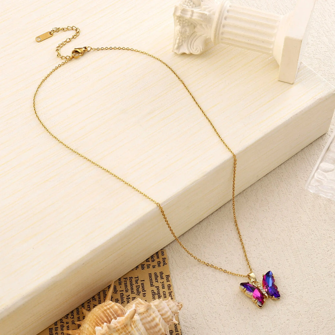 Pink Sapphire Butterfly Necklace | Salty