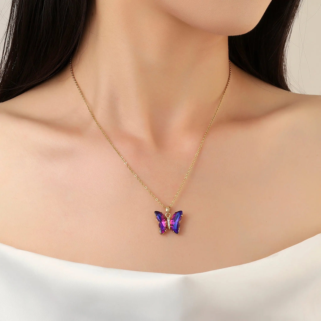 Pink Sapphire Butterfly Necklace | Salty