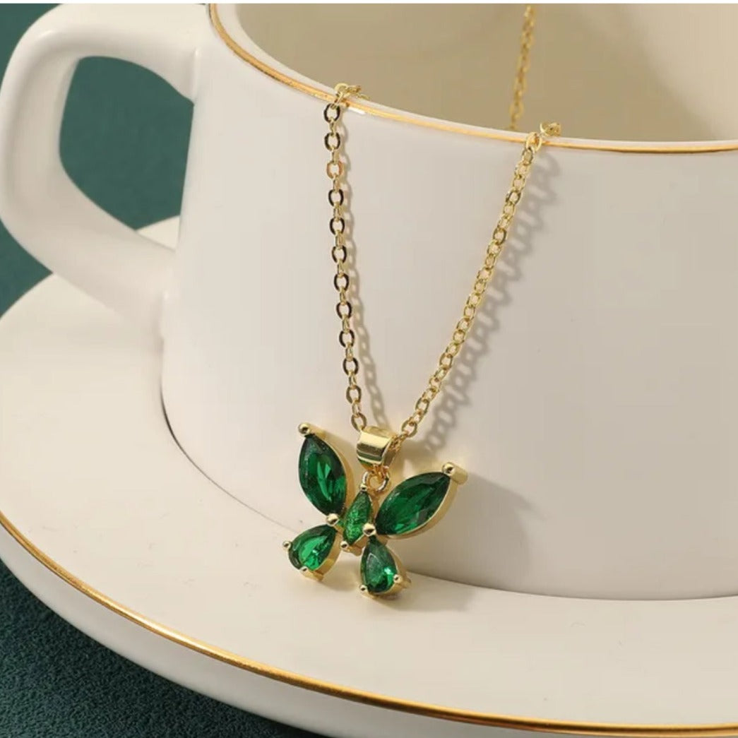 Emerald Flutter Butterfly Necklace - Salty Accessories