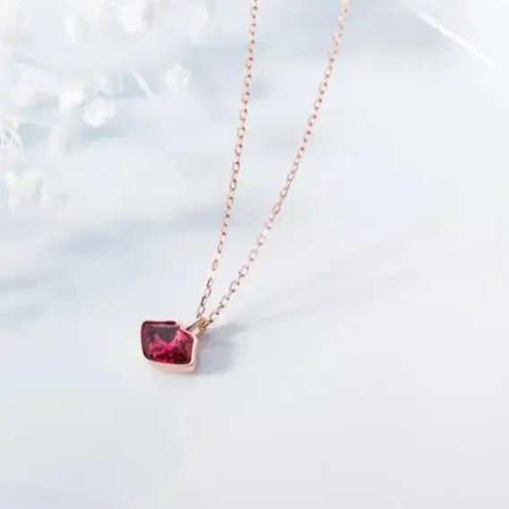 Pink Lips Gold Charm Necklace - Salty Accessories