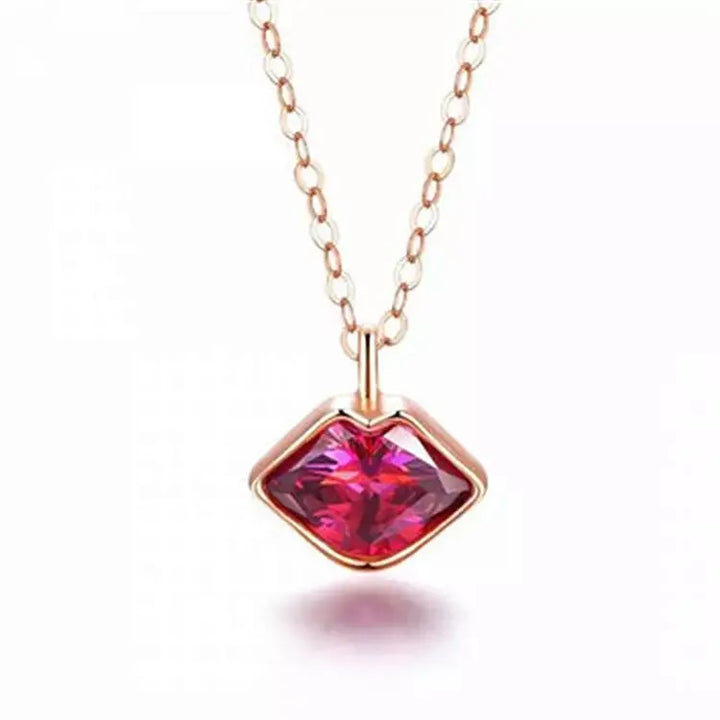 Pink Lips Gold Charm Necklace | Salty