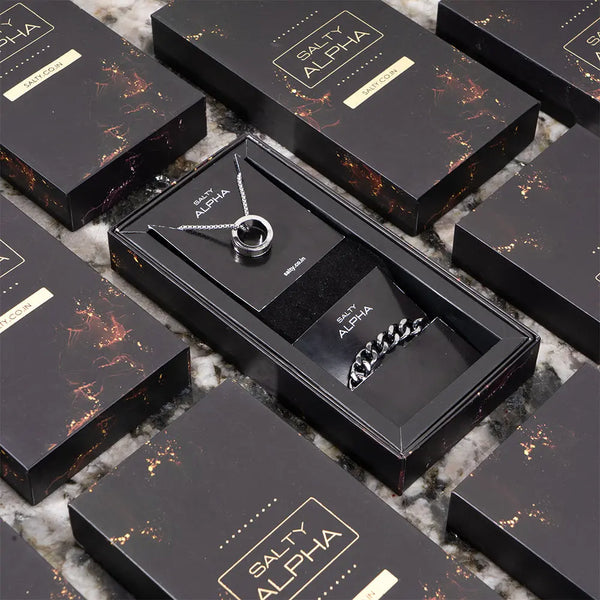 Platinum Shadow Mens Bracelet & Chain Combo