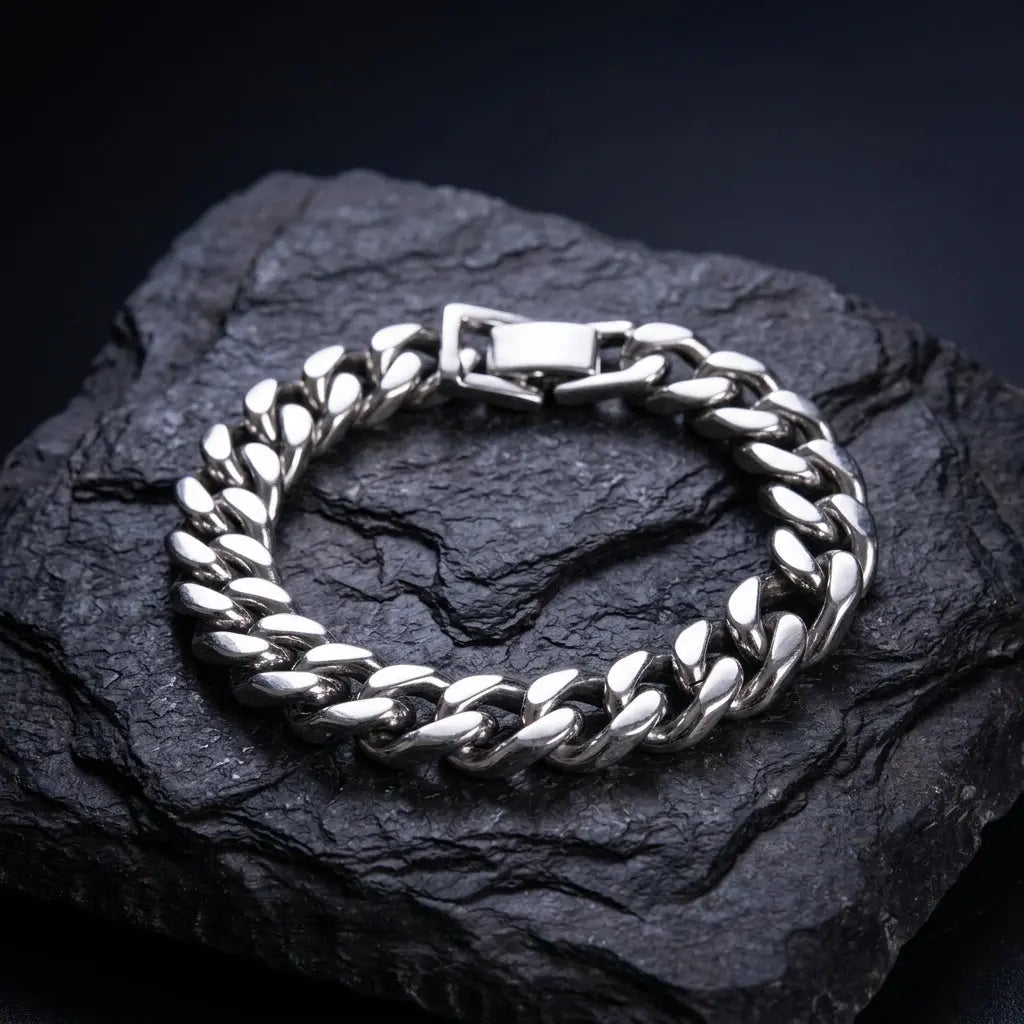 Platinum Shadow Mens Bracelet & Chain Combo | Salty