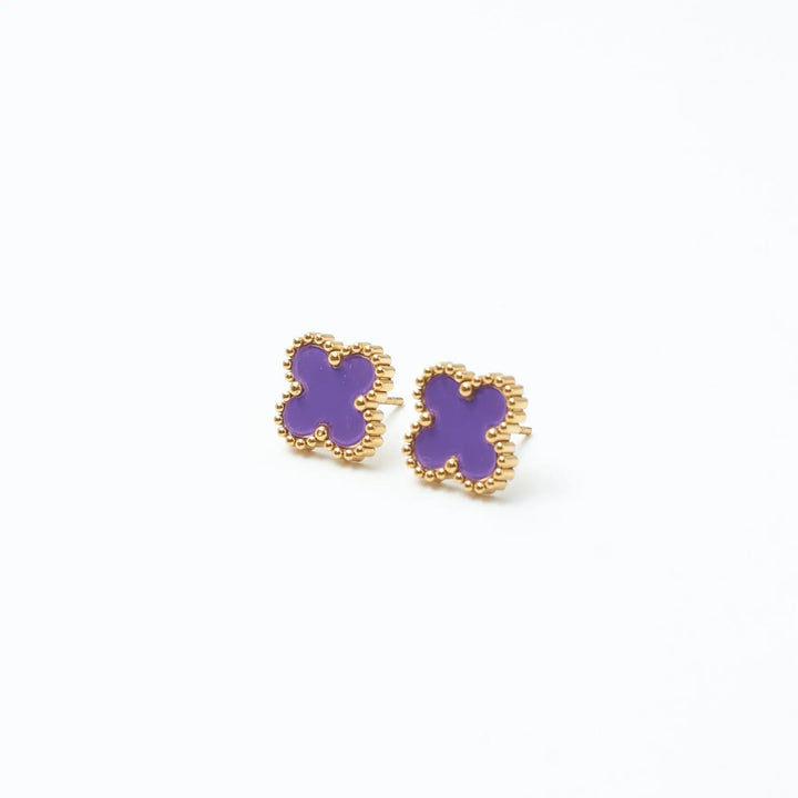 Plum Lucky Clover Studs - Salty Accessories