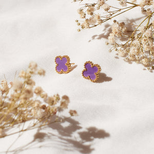Plum Lucky Clover Studs - Salty Accessories