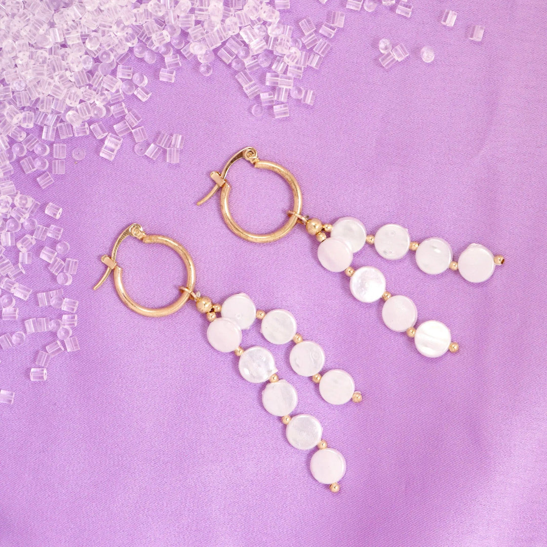 Pretty Pearl Tassel Huggie Earrings