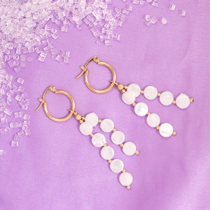 Pretty Pearl Tassel Huggie Earrings