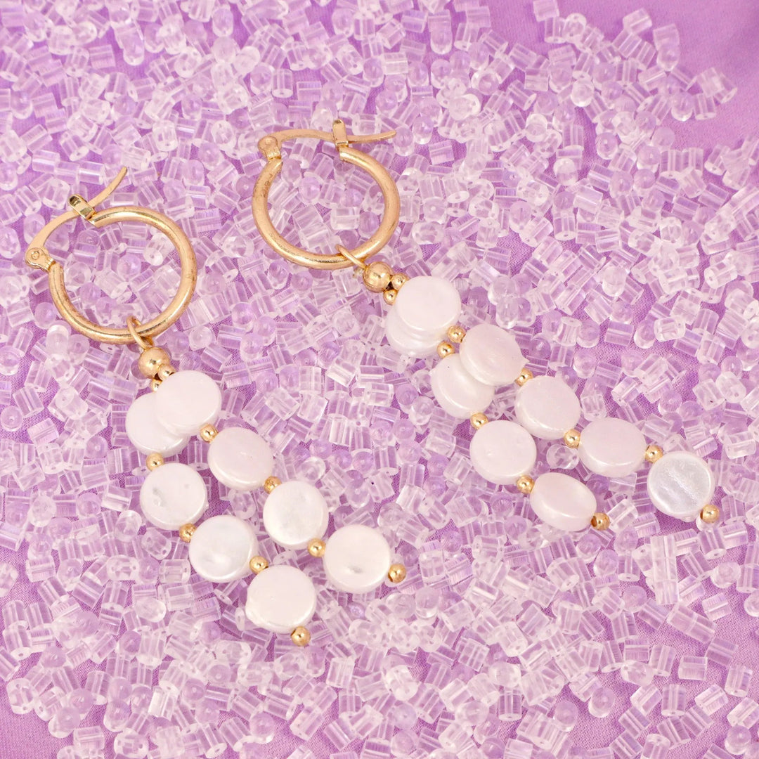 Pretty Pearl Tassel Huggie Earrings