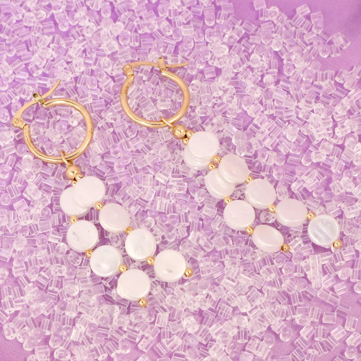 Pretty Pearl Tassel Huggie Earrings
